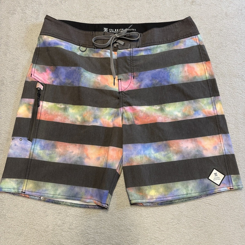 Roark Revival Board Shorts Mens 33 Colorblock‎ Stripoli Beach Outdoors